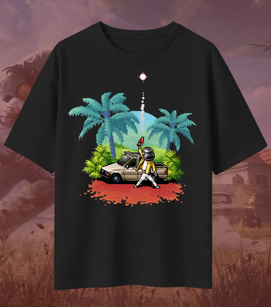 BGMI Pixel Drop Winner Oversized T-Shirt – Retro Battle Royale Tee | 240 GSM Heavyweight Gamer Tee - Valorant