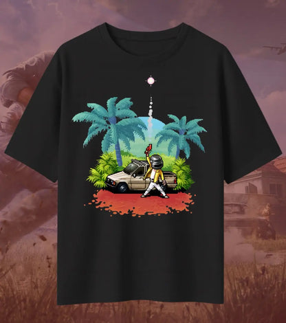 BGMI Pixel Drop Winner Oversized T-Shirt – Retro Battle Royale Tee | 240 GSM Heavyweight Gamer Tee - Valorant