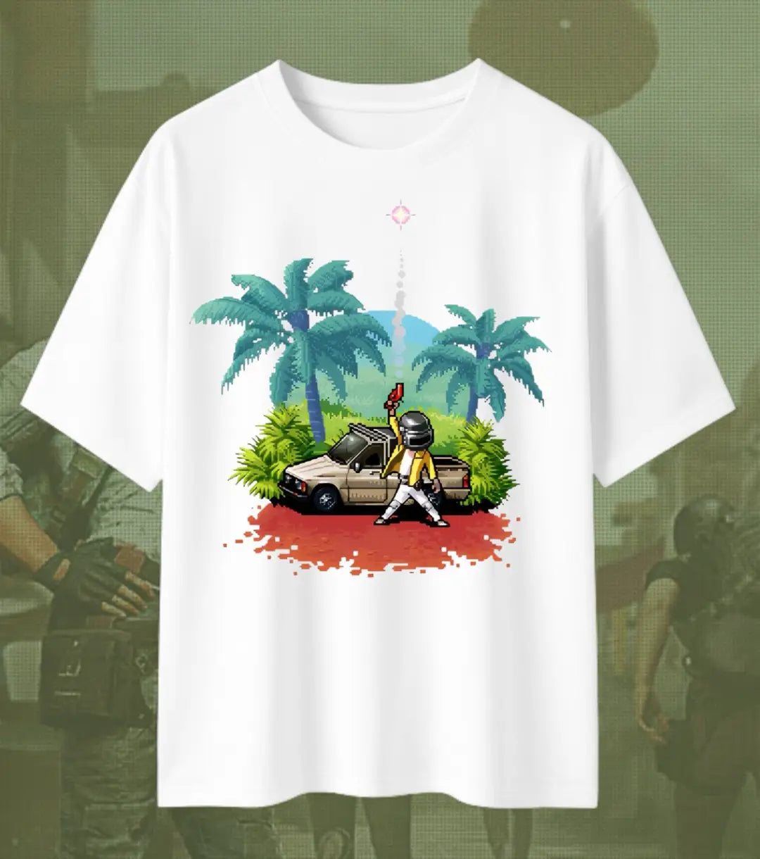 BGMI Pixel Drop Winner Oversized T-Shirt – Retro Battle Royale Tee | 240 GSM Heavyweight Gamer Tee - Valorant