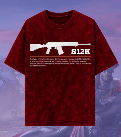 BGMI S12K – Close-Range Chaos Acid Wash Oversized T-Shirt | 240 GSM Heavyweight Tee - BGMI/PUBG