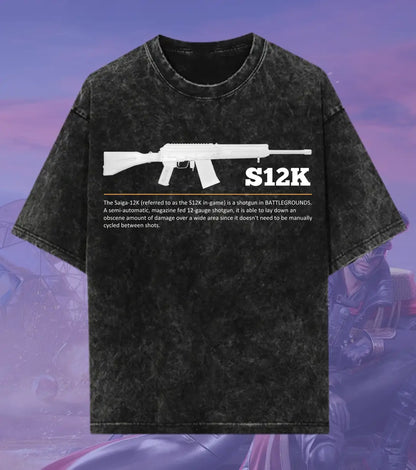 BGMI S12K – Close-Range Chaos Acid Wash Oversized T-Shirt | 240 GSM Heavyweight Tee - BGMI/PUBG