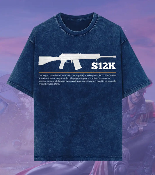 BGMI S12K – Close-Range Chaos Acid Wash Oversized T-Shirt | 240 GSM Heavyweight Tee - BGMI/PUBG