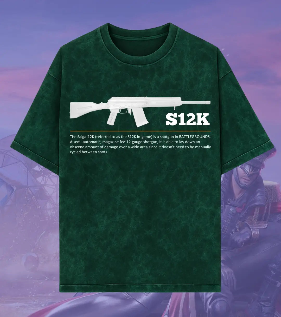 BGMI S12K – Close-Range Chaos Acid Wash Oversized T-Shirt | 240 GSM Heavyweight Tee - BGMI/PUBG
