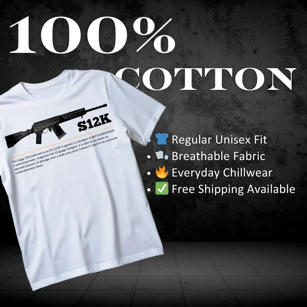 BGMI S12K T-Shirt | PUBG Shotgun Graphic Tee - BGMI/PUBG