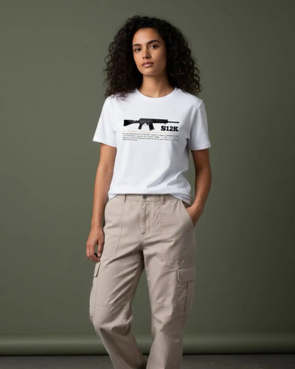 BGMI S12K T-Shirt | PUBG Shotgun Graphic Tee - White / S - BGMI/PUBG