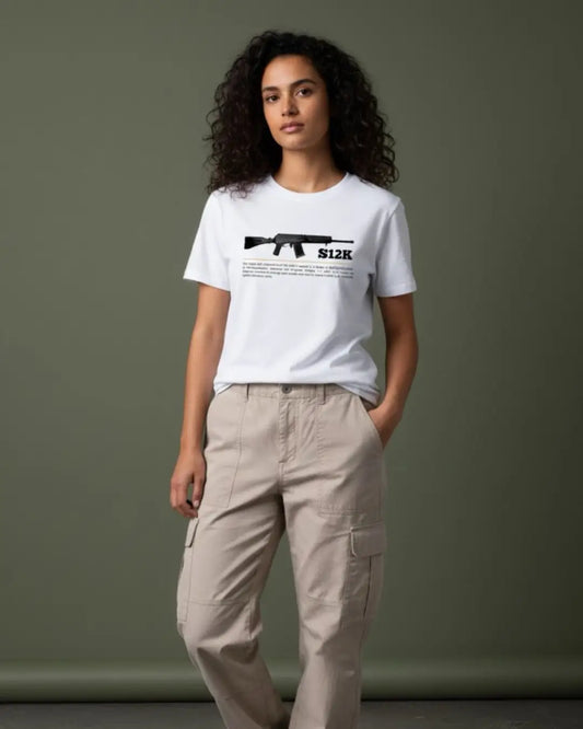 BGMI S12K T-Shirt | PUBG Shotgun Graphic Tee - White / S - BGMI/PUBG