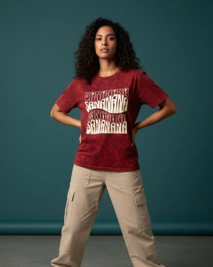 BGMI SANANANA – OG Meme Acid Wash Oversized T-Shirt | 240 GSM Heavyweight Tee - Maroon / S - BGMI/PUBG