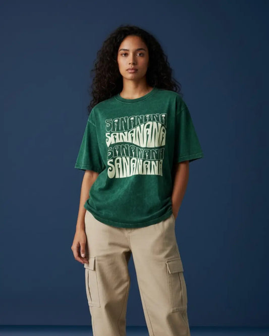 BGMI SANANANA – OG Meme Acid Wash Oversized T-Shirt | 240 GSM Heavyweight Tee - Bottle Green / S - BGMI/PUBG