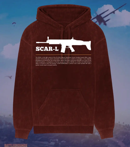 BGMI SCAR-L Covert Ops Hoodie – Acid Wash | 300 GSM Heavyweight Fleece - BGMI/PUBG