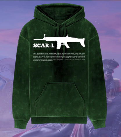 BGMI SCAR-L Covert Ops Hoodie – Acid Wash | 300 GSM Heavyweight Fleece - BGMI/PUBG