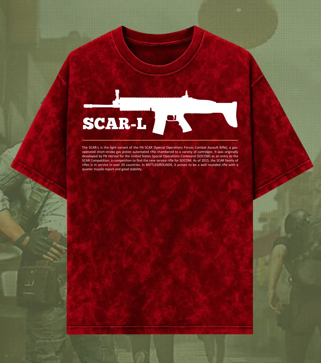 BGMI SCAR-L – Shadow Ops Acid Wash Oversized T-Shirt | 240 GSM Heavyweight Tee - BGMI/PUBG
