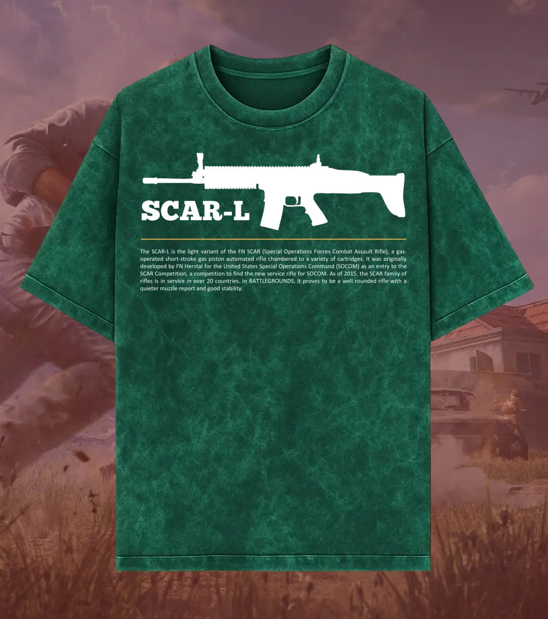 BGMI SCAR-L – Shadow Ops Acid Wash Oversized T-Shirt | 240 GSM Heavyweight Tee - BGMI/PUBG