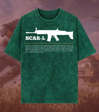 BGMI SCAR-L – Shadow Ops Acid Wash Oversized T-Shirt | 240 GSM Heavyweight Tee - BGMI/PUBG