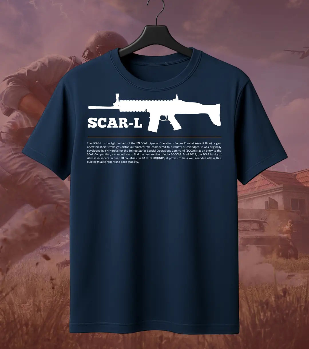 BGMI SCAR-L T-Shirt | PUBG Tactical AR Graphic Tee - BGMI/PUBG