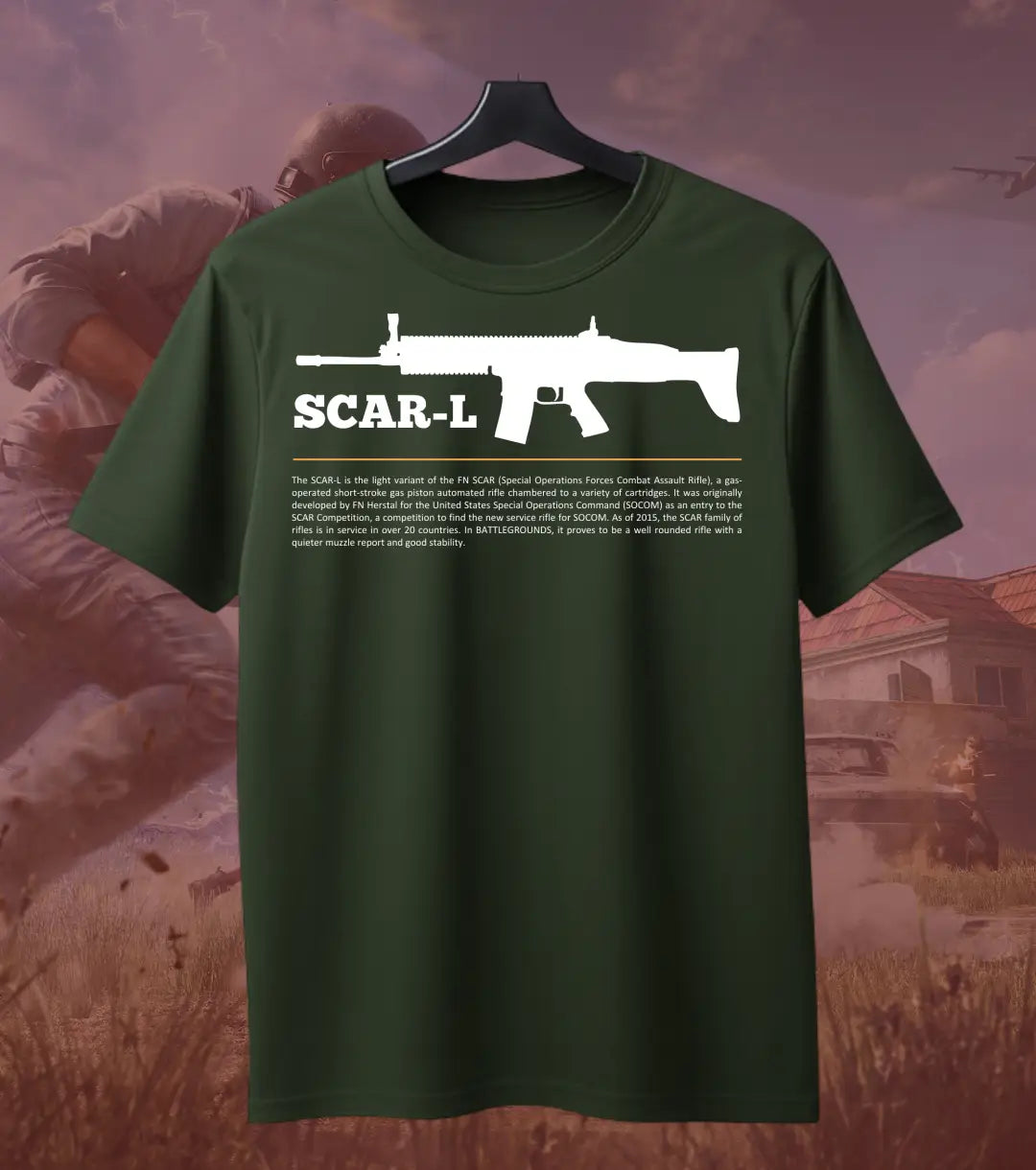 BGMI SCAR-L T-Shirt | PUBG Tactical AR Graphic Tee - BGMI/PUBG