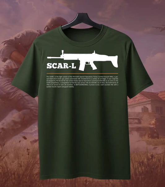 BGMI SCAR-L T-Shirt | PUBG Tactical AR Graphic Tee - BGMI/PUBG