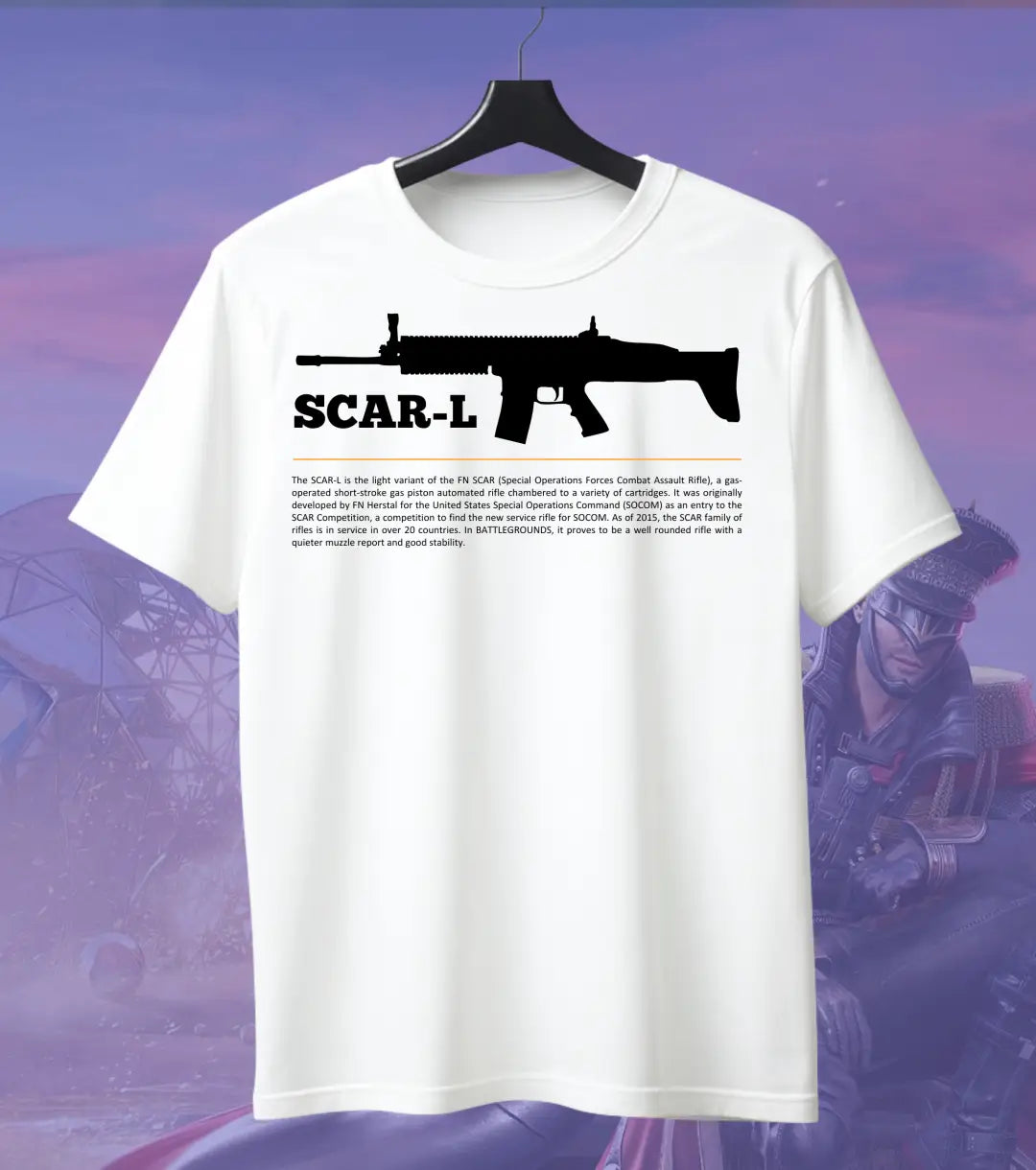 BGMI SCAR-L T-Shirt | PUBG Tactical AR Graphic Tee - BGMI/PUBG