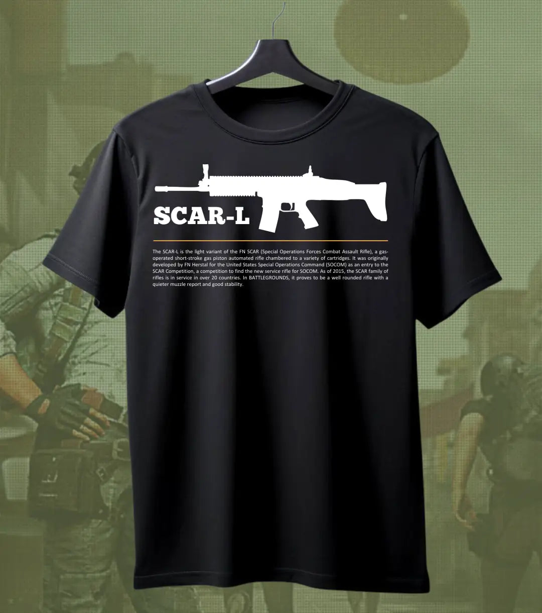 BGMI SCAR-L T-Shirt | PUBG Tactical AR Graphic Tee - BGMI/PUBG