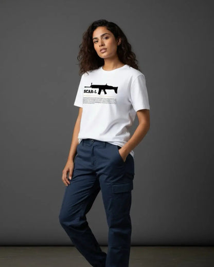 BGMI SCAR-L T-Shirt | PUBG Tactical AR Graphic Tee - White / S - BGMI/PUBG