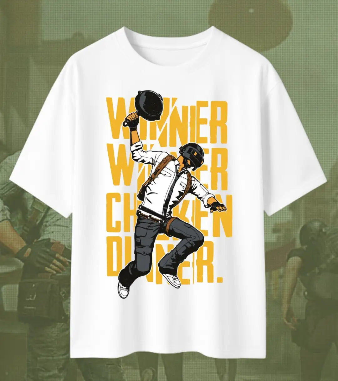 BGMI Winner Winner Chicken Dinner Oversized T-Shirt – Victory Quote Tee | 240 GSM Heavyweight Gamer Tee - Valorant