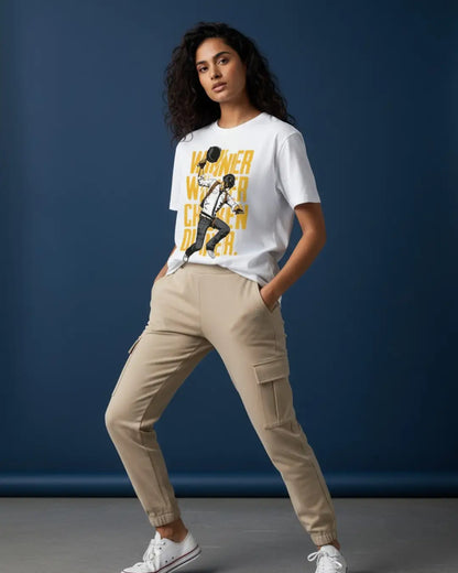 BGMI Winner Winner Chicken Dinner Oversized T-Shirt – Victory Quote Tee | 240 GSM Heavyweight Gamer Tee - White / XS