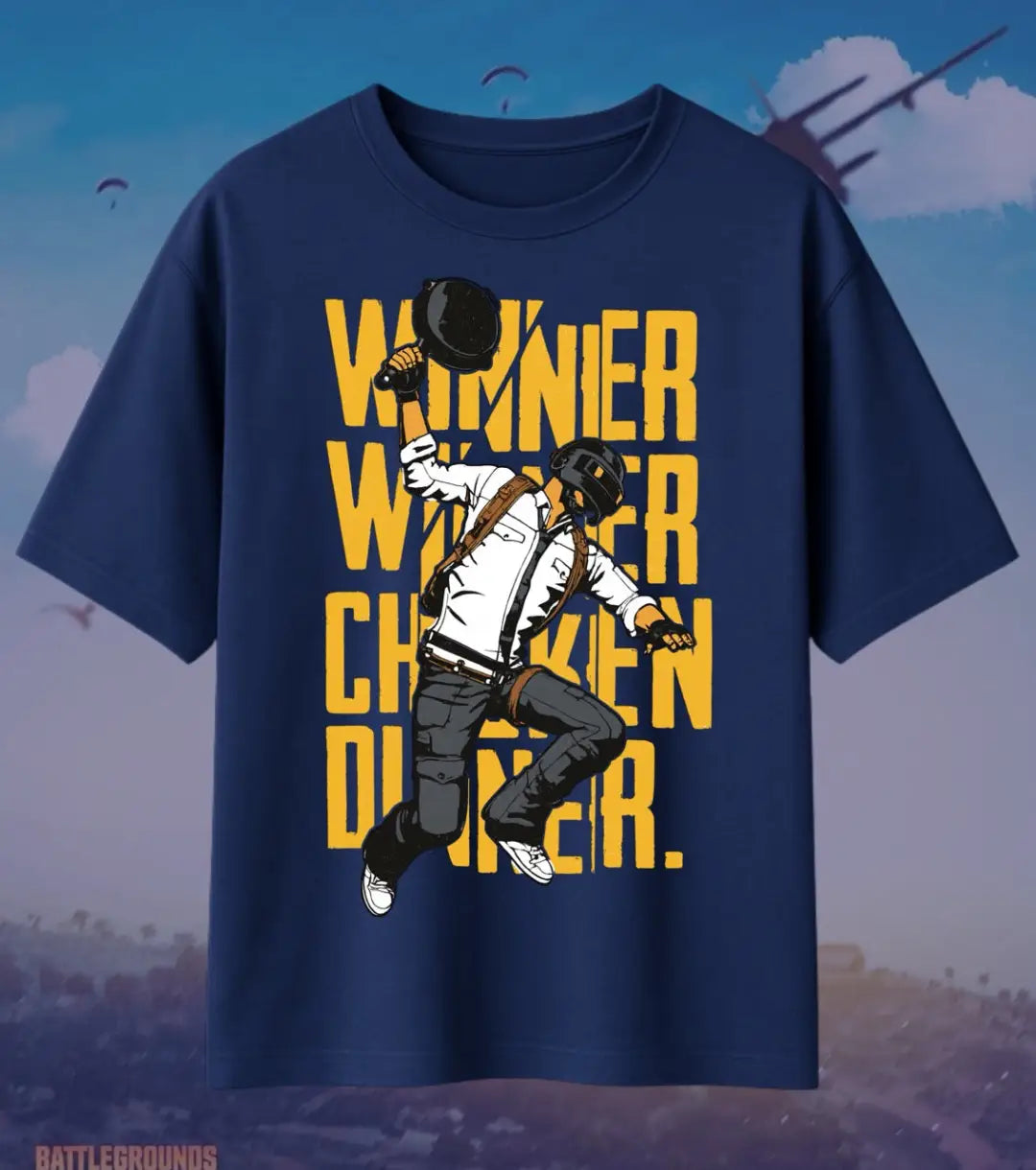 BGMI Winner Winner Chicken Dinner Oversized T-Shirt – Victory Quote Tee | 240 GSM Heavyweight Gamer Tee - Valorant