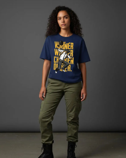 BGMI Winner Winner Chicken Dinner Oversized T-Shirt – Victory Quote Tee | 240 GSM Heavyweight Gamer Tee - Navy / XS