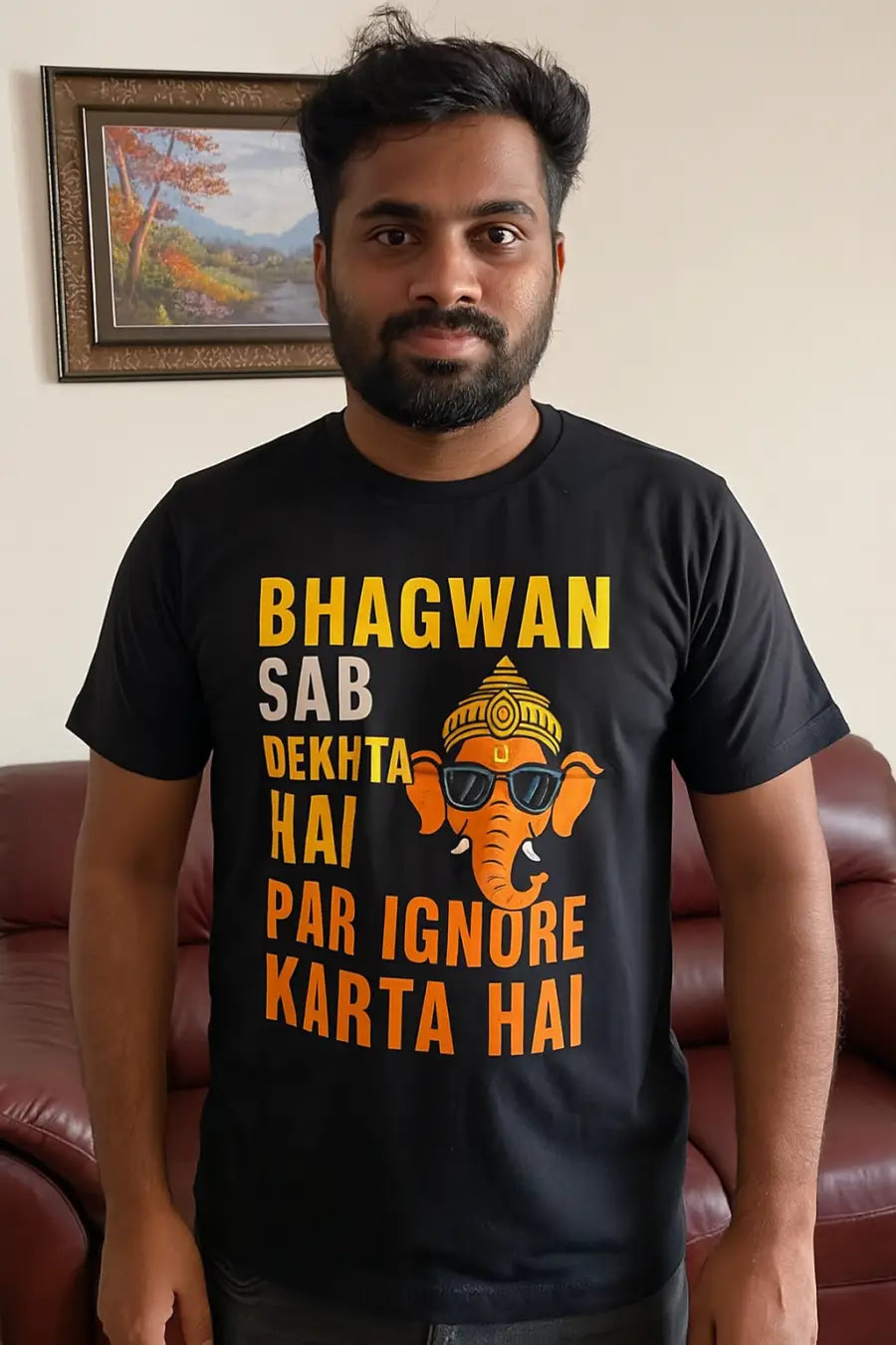 Bhagwan Sab Dekhta Hai Par Ignore Karta Hai’ Graphic T-Shirt