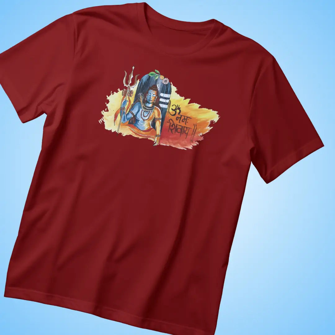Bhole Baba Om Namah Shivaya T-Shirt - S / Maroon