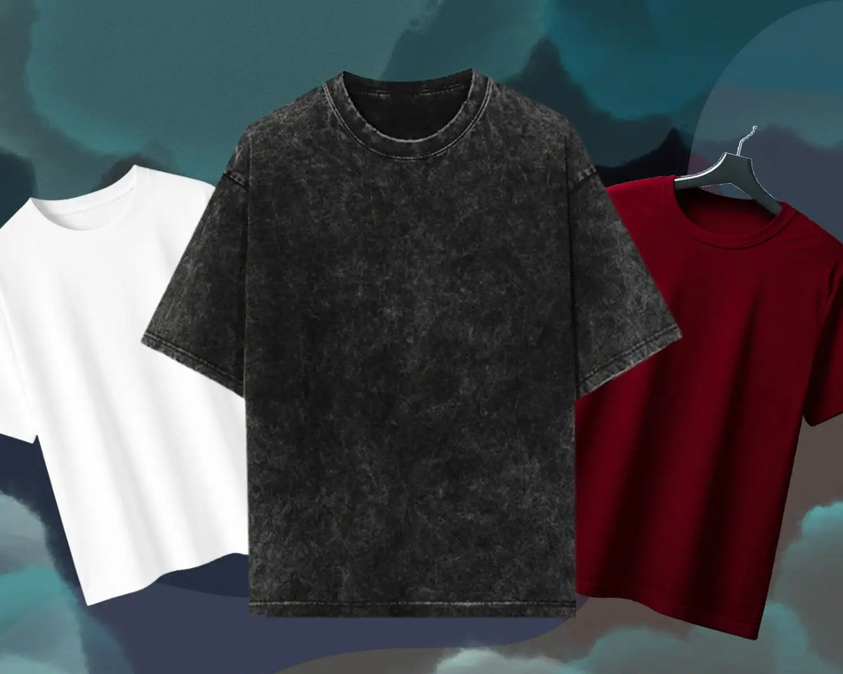 Black distressed cotton t-shirt with a faded, washed-out texture and classic crew neck design.