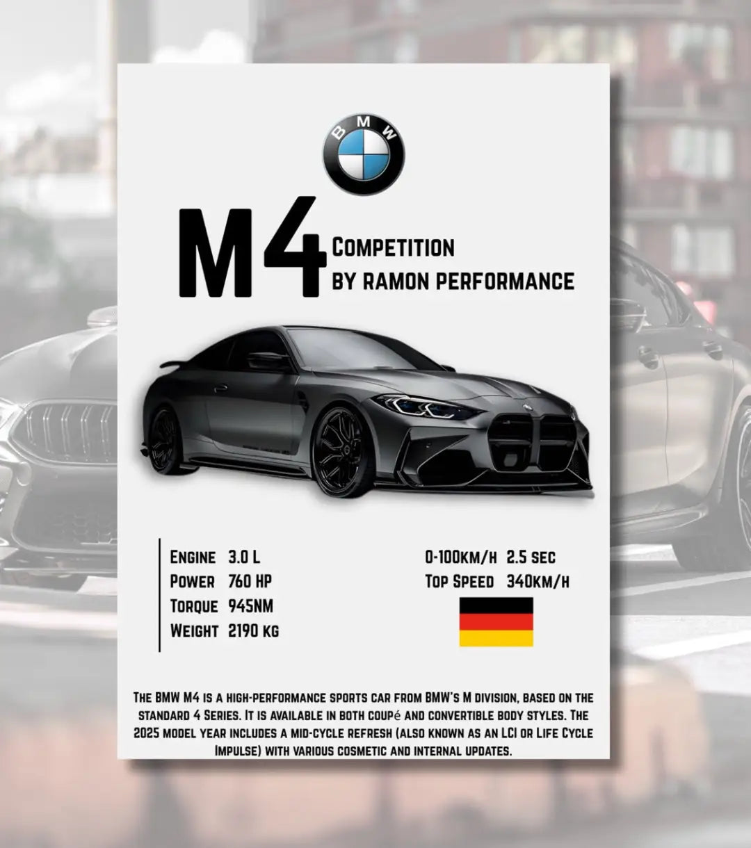 BMW M4 Competition Poster - A4 / Unframed - Automotive