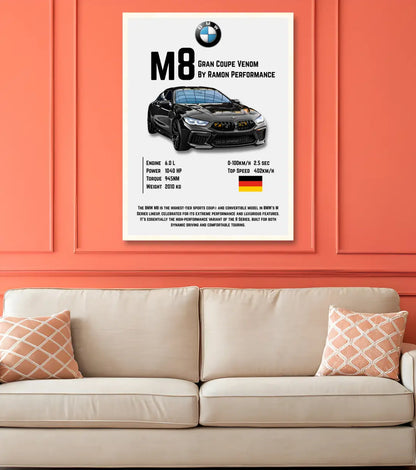 BMW M8 Gran Coupe Venom Poster - Automotive