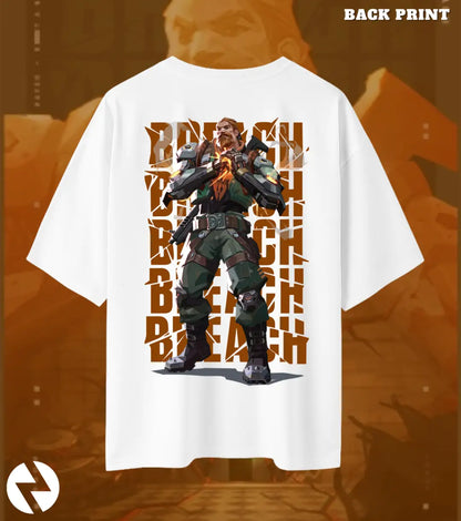 Breach – Earthshaker Valorant Oversized T Shirt | Built for Big Plays - White / XS / 180GSM - Valorant
