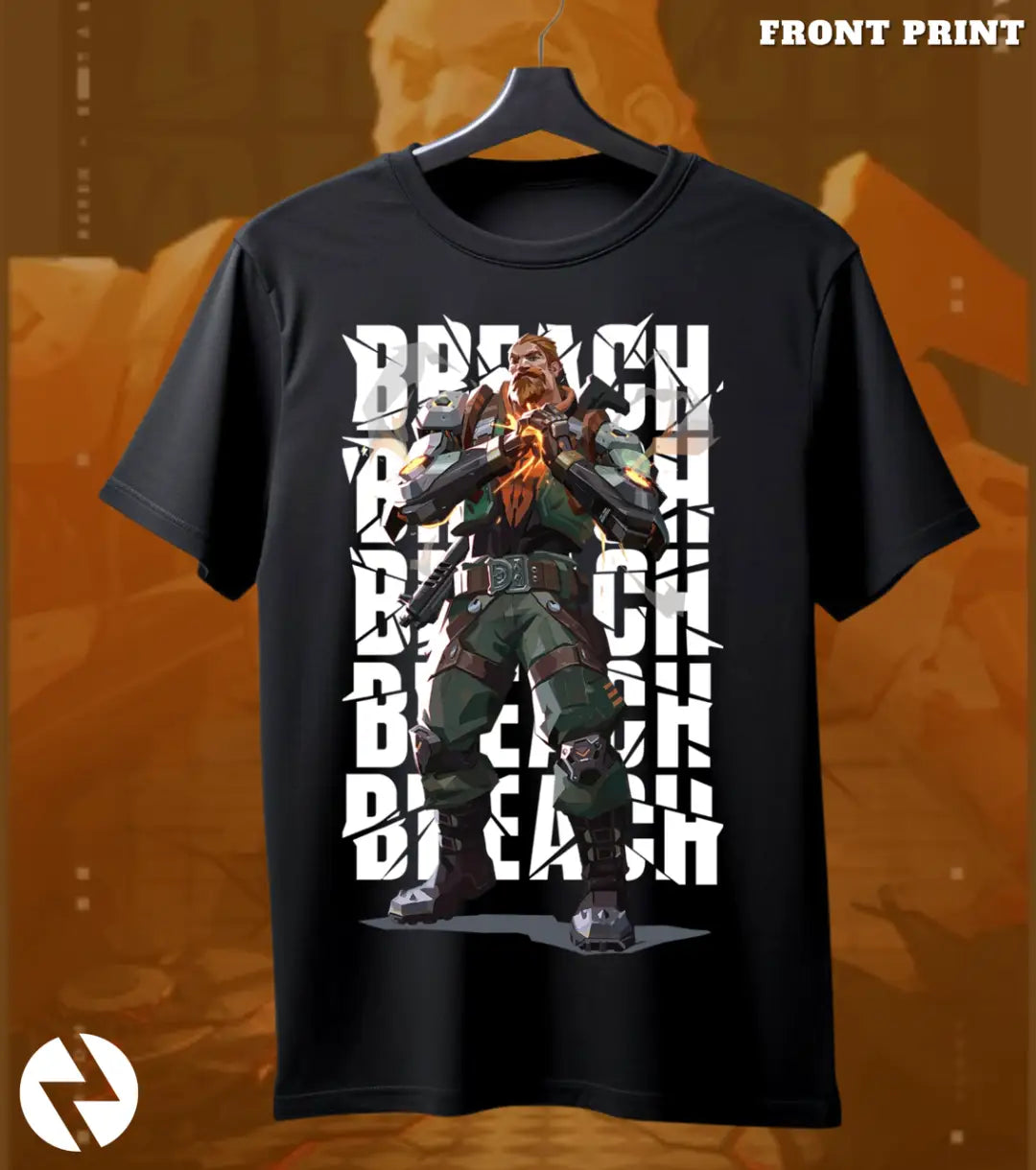 Breach - Shockwave Core Valorant T Shirt | Break the Frontline Tee - Front Only / Black / S - Valorant