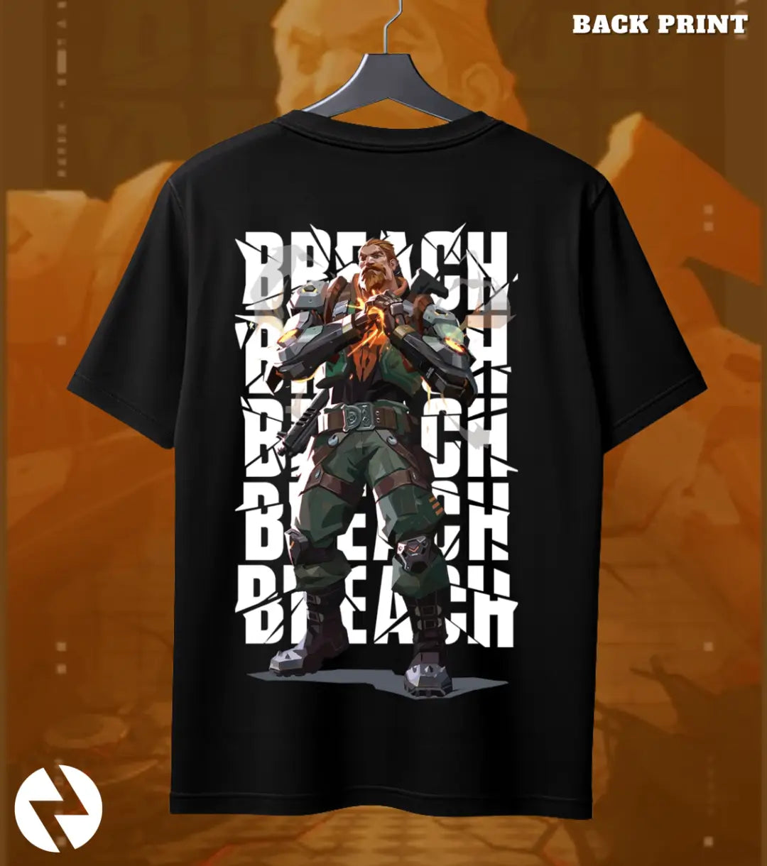 Breach - Shockwave Core Valorant T Shirt | Break the Frontline Tee - Back (Dual Print) / Black / S - Valorant