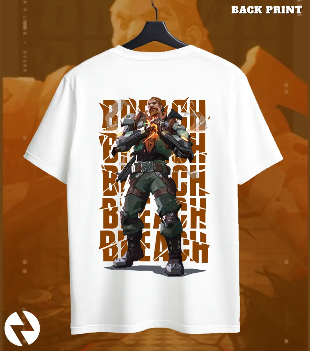 Breach - Shockwave Core Valorant T Shirt | Break the Frontline Tee - Back (Dual Print) / White / S - Valorant