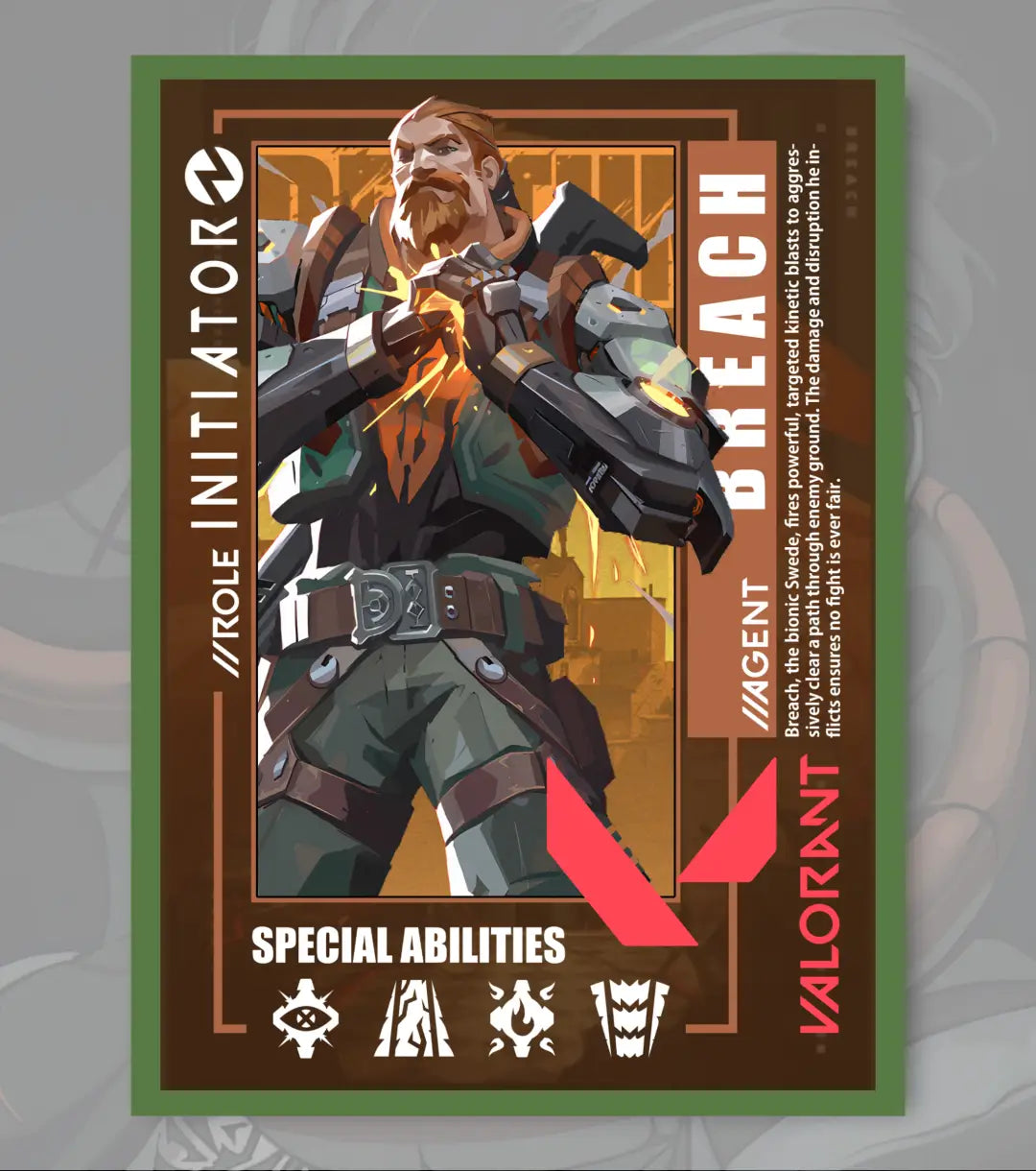 Breach Valorant Poster – Impact Force Wall Art | Power Through Every Space - A4 / Bottle Green - Valorant