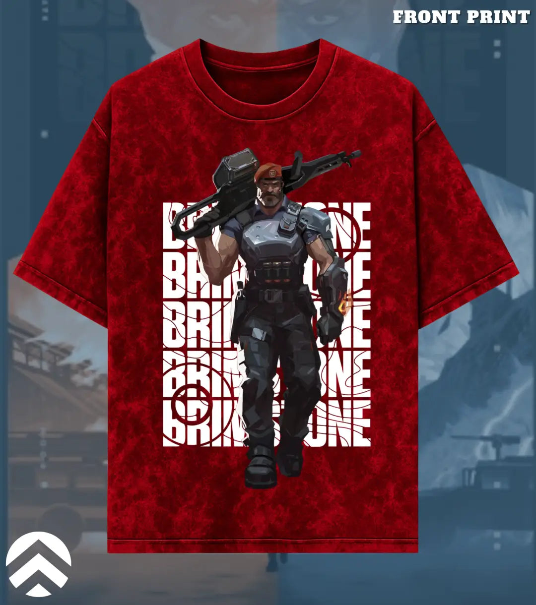 Brimstone – Commanding Fire Valorant Acid Wash Tee | Bold Gamer Streetwear - Valorant