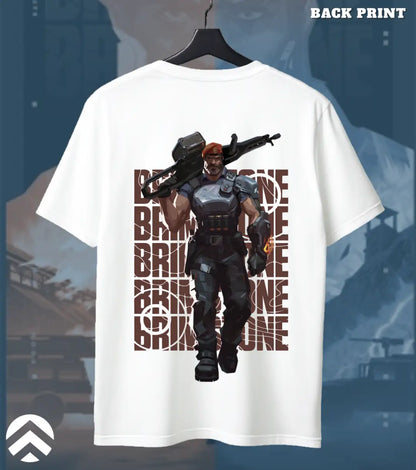 Brimstone - Tactical Commander Valorant T Shirt | Heavy Fire Tee - Back (Duel Print) / White / S - Valorant