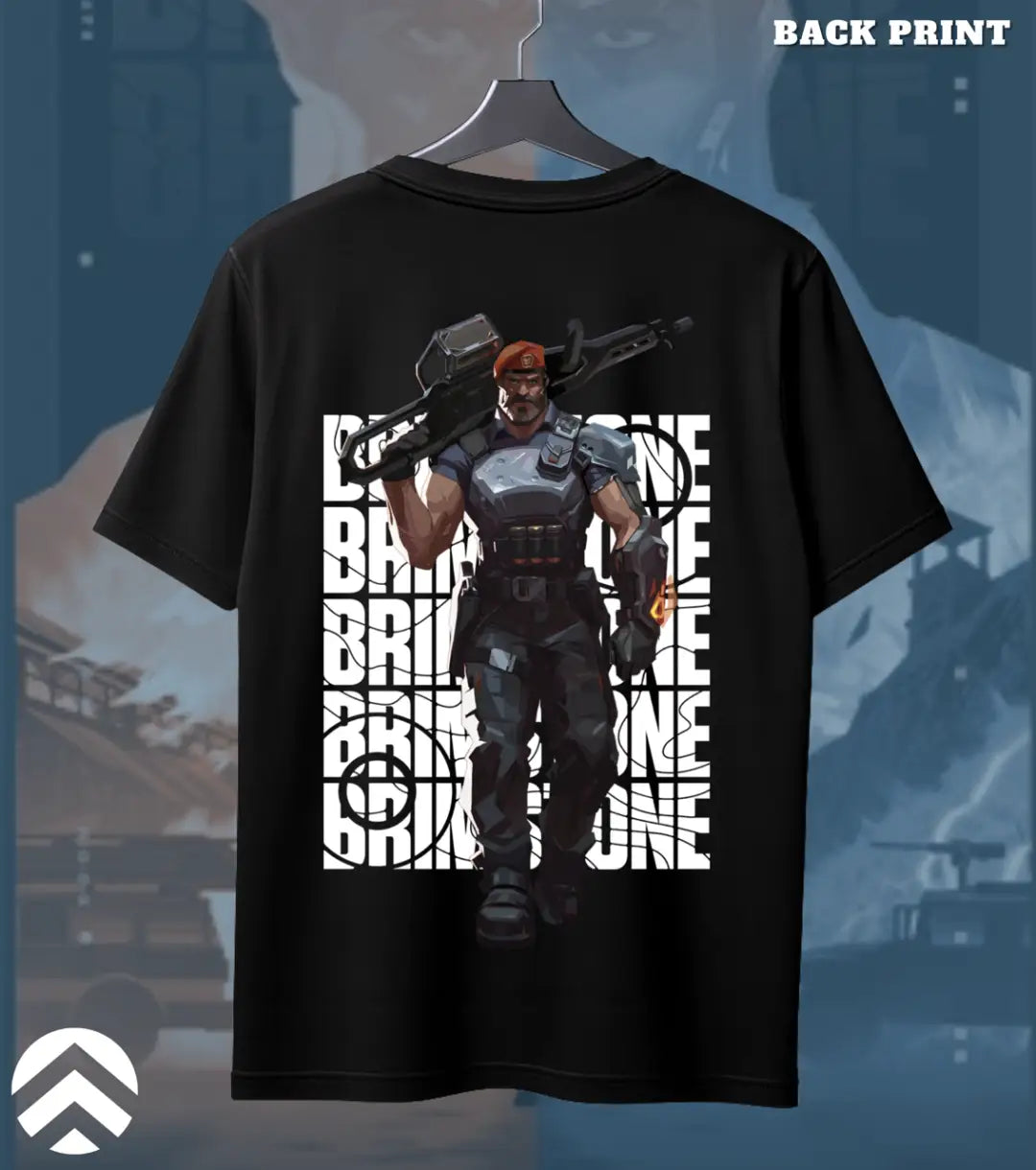Brimstone - Tactical Commander Valorant T Shirt | Heavy Fire Tee - Back (Duel Print) / Black / S - Valorant