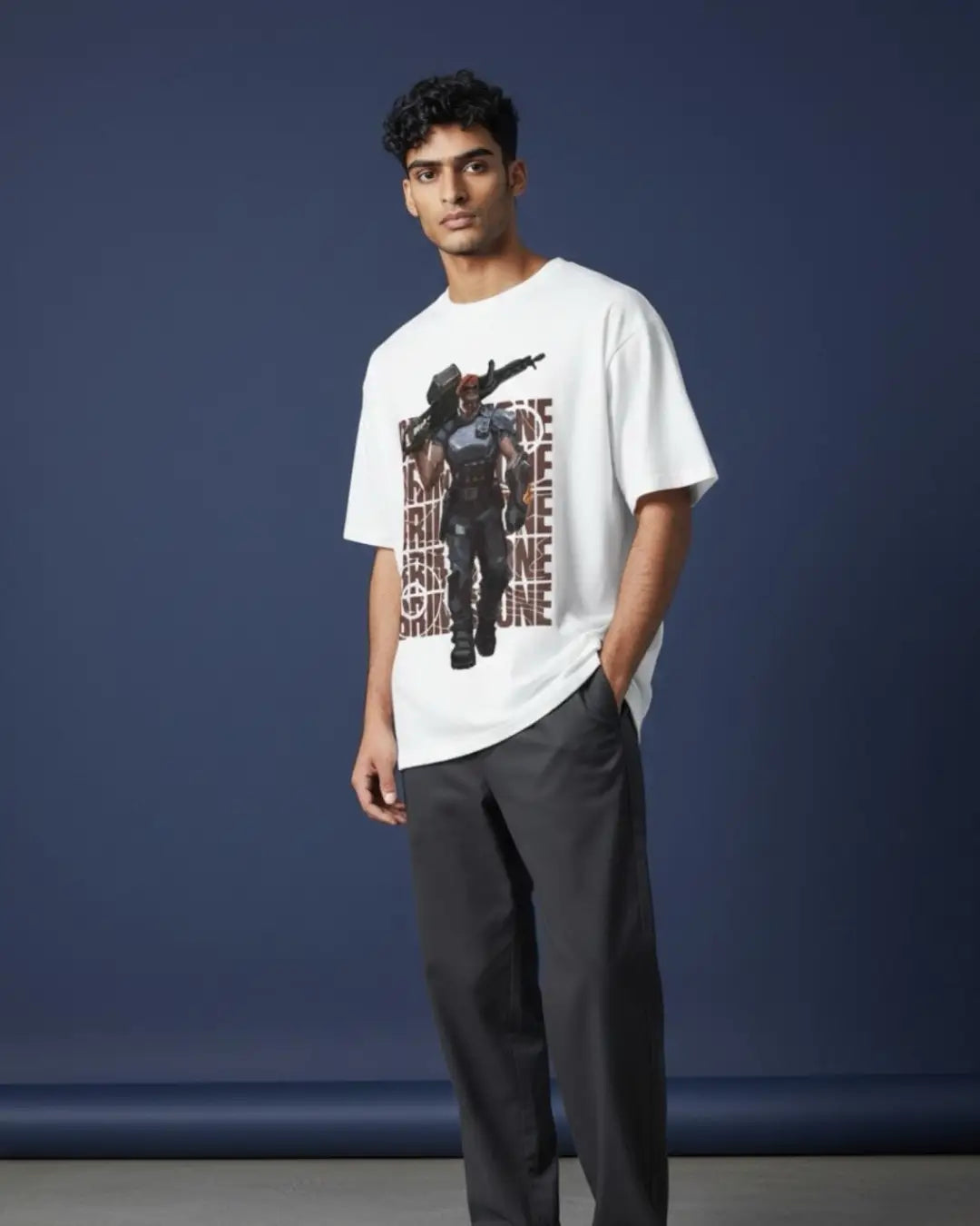 Brimstone - Tactical Commander Valorant T Shirt | Heavy Fire Tee - Front Only / White / S - Valorant