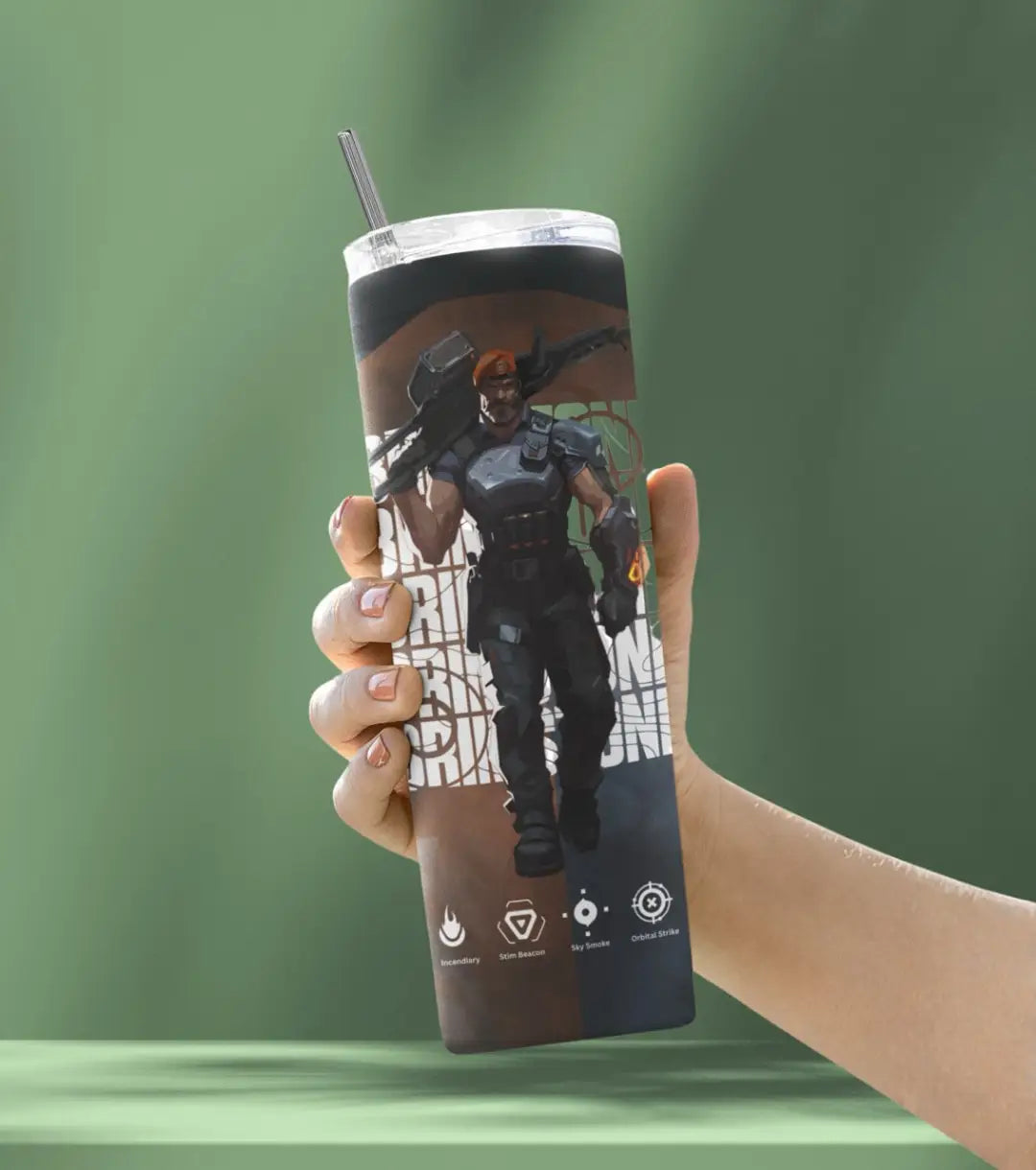 Brimstone Valorant Tumbler – Commanding Fire | Hydration On Command - Valorant