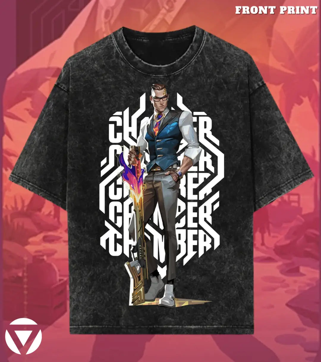 Chamber – Deadly Elegance Valorant Acid Wash Tee | Bold Gamer Streetwear - Valorant