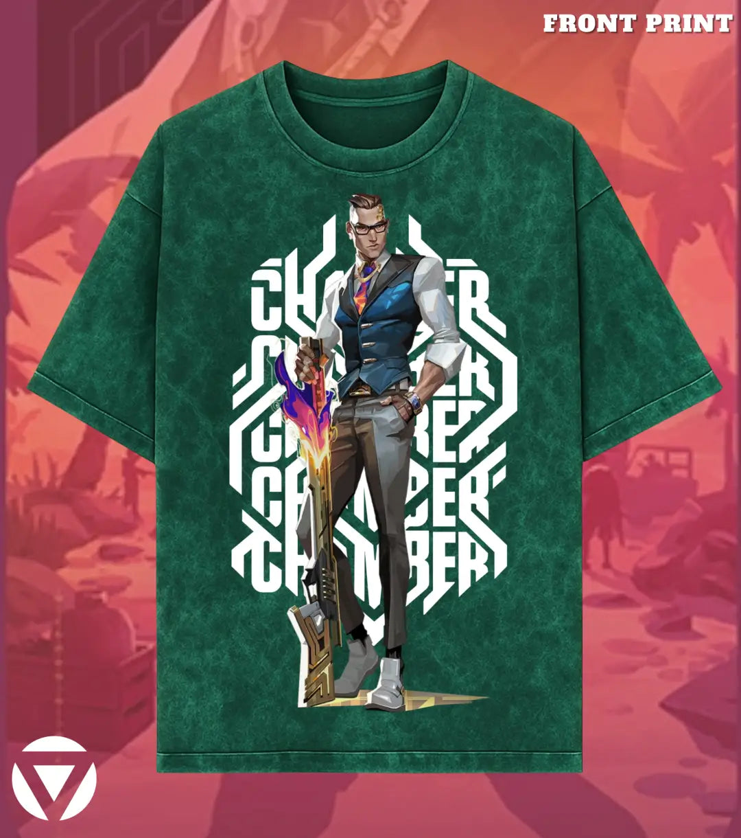 Chamber – Deadly Elegance Valorant Acid Wash Tee | Bold Gamer Streetwear - Valorant