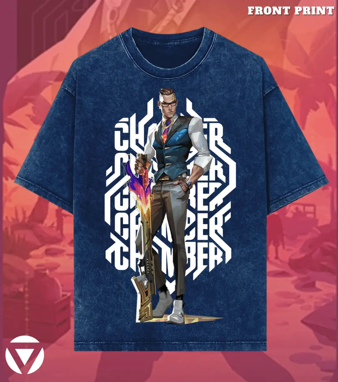 Chamber – Deadly Elegance Valorant Acid Wash Tee | Bold Gamer Streetwear - Valorant