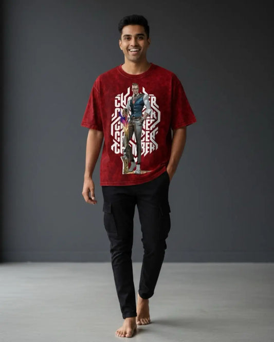 Chamber – Deadly Elegance Valorant Acid Wash Tee | Bold Gamer Streetwear - Maroon / XS - Valorant
