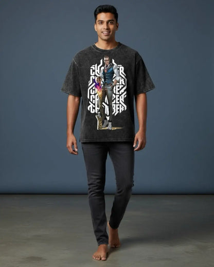 Chamber – Deadly Elegance Valorant Acid Wash Tee | Bold Gamer Streetwear - Black / XS - Valorant