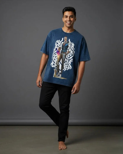Chamber – Deadly Elegance Valorant Acid Wash Tee | Bold Gamer Streetwear - Navy / XS - Valorant