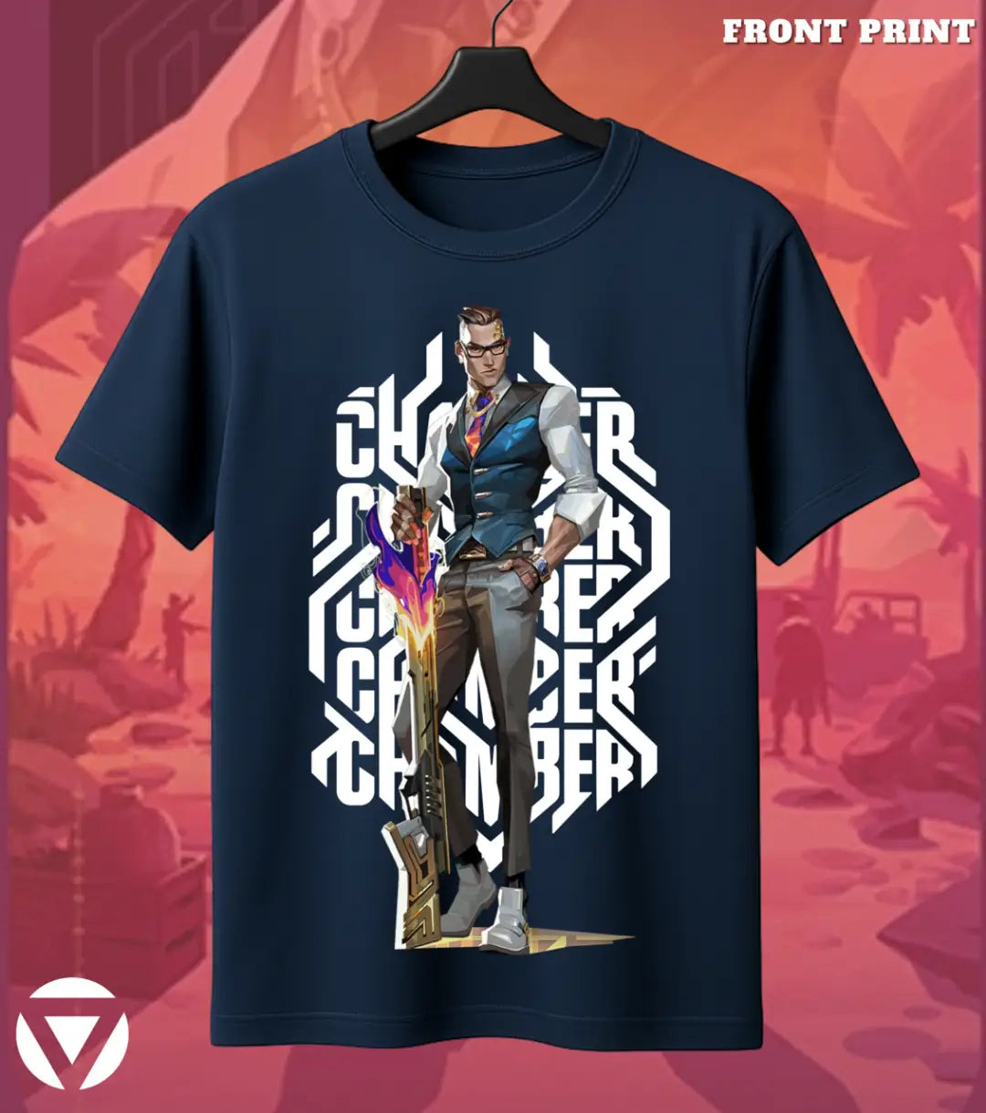 Chamber - Precision Elite Valorant T Shirt | One-Tap Luxury Tee - Front Only / Navy / S - Valorant