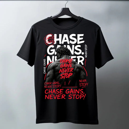 CHASE GAINS NEVER STOP Regular T-Shirt - Black / S